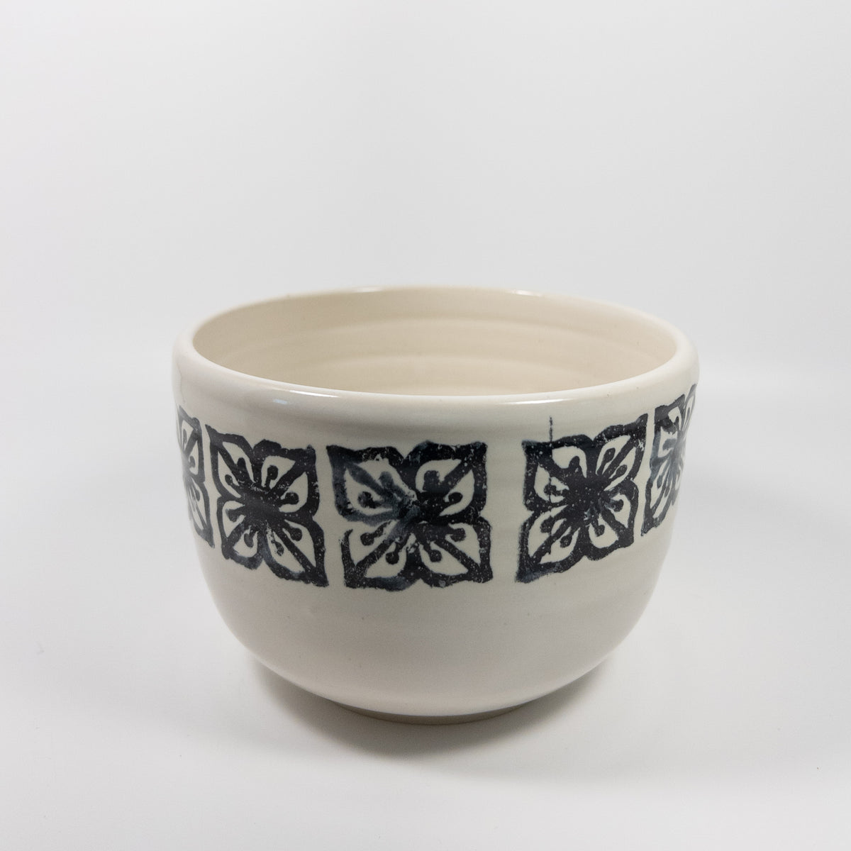 Black and White Geometric Floral Bowl