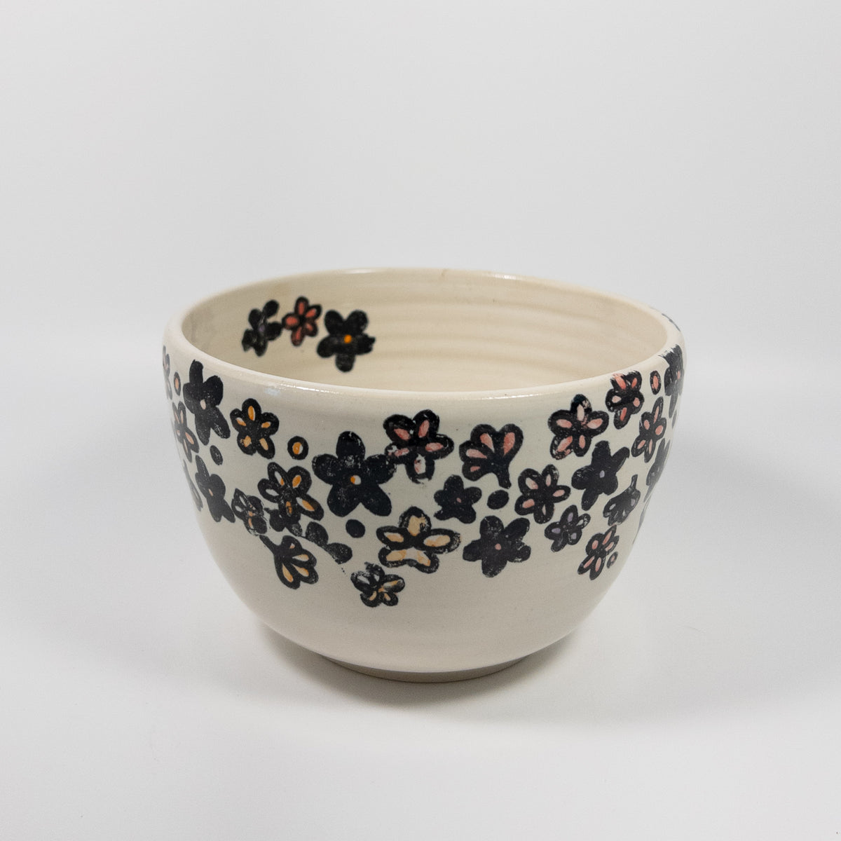 White Floral Bowl with Pops of Color
