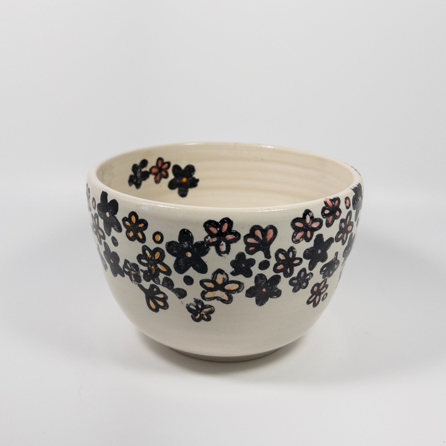 White Floral Bowl with Pops of Color